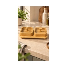 Bambu Standlı 2'li Çerezlik & Kahvaltılık Kahverengi - 939601556 Kahverengi