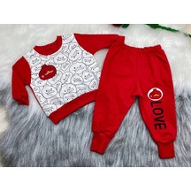 Mj Kids İkili Baskılı Erkek Bebe Takımı Kırmızı