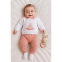 Babyhola Gemi Desenli Erkek Bebek Triko Takım 5607 Turuncu