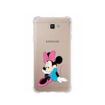 Samsung Galaxy Uyumlu J7 Prime Köşe Korumalı Antişok Kapak Minnie Mouse Tasarımlı Şeffaf Kılıf