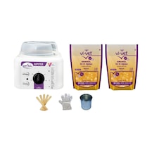 Depi Roll Jupiter Ağda Makinesi + Vi-Vet Granül Naturel Ağda 250 G x 2 + Cezve + Spatula x 5 + Eldiven