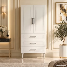 Amboise Çok Amaçlı Dolap 60 Cm 2 Kapak 3 Çekmece Soft Beyaz - Çok Amaçlı Banyo Dolabı