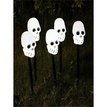 Halloween Kuru Kafa Güneş Enerjili Lamba, Beyaz, Set Of 3 ANTRASİT