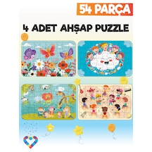Ahşap 54 Parça 4 Adet Çocuk Puzzle-6