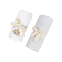 Tinylamb Lastikli Bebek Çarşafı 60x120 CM - 2 Adet Organik Beyaz - Gri Renk