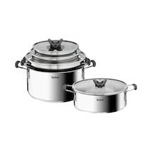 Tr Tefal Optispace 8 Parça Paslanmaz Çelik Tencere Seti Gri 24 Cm Diğer