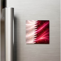 Katar Qatar Abstract Ülke Bayraklı Buzdolap Magneti - 9x9 Cm