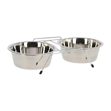 Ayaklı İkili Çelik Evcil Hayvan Mama Kabı 2 x 1800 ML