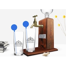 Kişiye Özel Renkli Baskılı İsimli İkili Vodka Bardağı Ve Ahşap Vodka Standı Hediye Seti-12