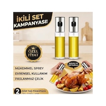 Yağ Sirke Püskürtücü 2'li Set Cam Sprey Şişe Yağdanlık Ve Limon Püskürtme Şişesi 100 Ml Gümüş