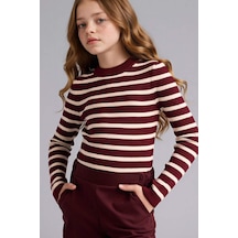 Defacto Kız Çocuk Çizgili Kazak G6975a826spbr281 Bordo-br281