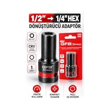 Gfb X-pro 1/2" Kare Giriş 1/4" Hex Çıkış Hızlı Değişim Dönüştürücü Adaptör Crv Açı