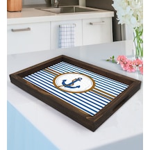 Bk Gift Çapa Tasarımlı Ahşap Tepsi-1