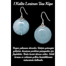 Sertifikalı Larimar Taşı Doğal Taş Küpe - 1.kalite Çok Renkli