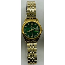Ferro Fl21618awt-b6 Quartz Çelik Altın Rengi Yeşil Kadran 28 Mm Kadın Kol Saati Altın