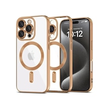 Newface Apple İphone 16 Pro Max Kılıf Kross Magneticsafe Kapak - Çöl Titanyum Altın