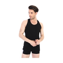 Çift Kaplan Erkek Elastanlı Spor Siyah Atlet 916