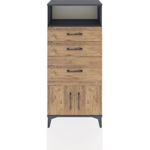 Hyperion Dolap Tek Raflı 3 Çekmeceli 2 Kapaklı 60x44x134 Antrasit-çam Antrasit
