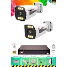 Fury 2 Kameralı 6 Warm Led Gece Renkli Görüş-cepten İzle-su Geçirmez Güvenlik Kamerası Seti 320gb