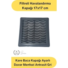 Menfez Kare Baca Kapağı Ayarlı Duvar Menfezi Antrasit Gri Filtreli Havalandırma Kapağı Plastik Vent