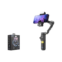 Tokqı M03 3 Eksenli Gimbal Selfie Çubuğu Aı Takipli Işıklı Mikrofonlu Bluetooth Tripod Siyah