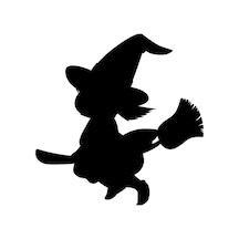 Süpürgeli Cadı Folyo Sticker 80cm Uzunluk Karışık Renkli