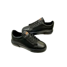 Erkek Bağcıklı İç Ve Dış Yüzey Deri Dikişli Poli Taban Sneaker--sula Siyah