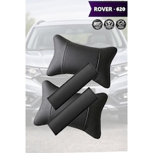 Rover 620 Uyumlu Deri Kemer Koruyucu Siyah Deri Yastık Set Lüks