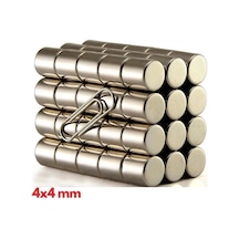 100 Adet 4x4 Mm Yuvarlak Neodyum Mıknatıs N35 Güçlü Magnet Nikel Kaplama