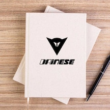 Dainese Black Logo Text Krem Çizgisiz Kanvas Defter