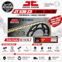Motosiklet Zinciri 530 X-ring 118 Bakla Gold Jt Z3 Güçlendirilmiş Zincir