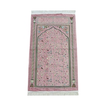 Pembe Çiçekli Ravza Desenli Astarlı Şönil Seccade 001