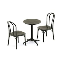 Bintaşmobilya Siyah 2 Kişilik Cafe Bahçe Masa Sandalye Takımı Siyah