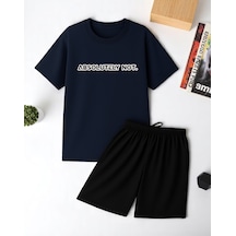 Uyguntarz Unisex Kesinlikle Hayır. Tasarım Basklı Tshirt Şort Takımı Lacivert