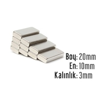 Neodyum Mıknatıs Köşeli 20x10mm , Kalınlık 3 Mm 3 Adet