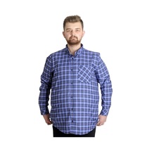 Mode XL Büyük Beden Erkek Ekose Uzun Kollu Cepli Gömlek 23300 Koy