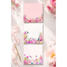 Çiçek Bloknot - 9 9 Cm Ebat- 50 Yaprak - Notepad - Memopad - Çizgisiz Not Kağıdı- To Do List - 3529