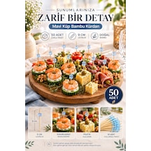 50 Li Mavi Küp Bambu Kürdan 9 Cm Parti Davet Kokteyl Kanepe Sunum Kürdanı Organizasyon Sofra Seti