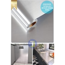 Technojet Kendinden Yapışkanlı Metalik Folyo Mutfak Banyo Tezgah Duvar Dolap Masa Kaplama 60cmx500cm Silver
