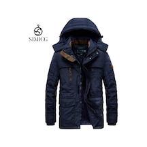 Erkekler İçin Kışlık Rahat Kalın Rüzgar Geçirmez Polar Ceket Mavi