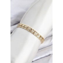 Cm Geometrik Model Zirkon Taşlı Vıp Seri Gold Renk Pirinç Kadın Bileklik - Ebj260701w44159 Bakır