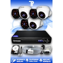 Picam 6 Kameralı Uzay 3 İç Kamera Set 320 GB HDD Full HD Gece Görüşlü Güvenlik Kamerası Sistemi