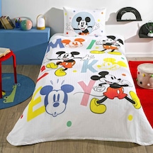 Taç Lisanslı Mickey Mouse Happy Tek Kişilik Pamuk Pike Takımı 000000001000047432