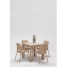 Rattan Cappucino Kollu 4 Sandalye Masa Takımı - Bahçe&balkon&teras Kahverengi