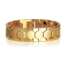 Erkek Anyon Manyetik Enerji Bilezik 316l Paslanmaz Çelik Sağlık Bilezik Altın - Gold