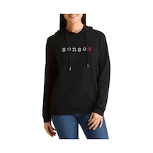 Sense 8 Logo Baskılı Siyah Kadın Kapşonlu Sweatshirt
