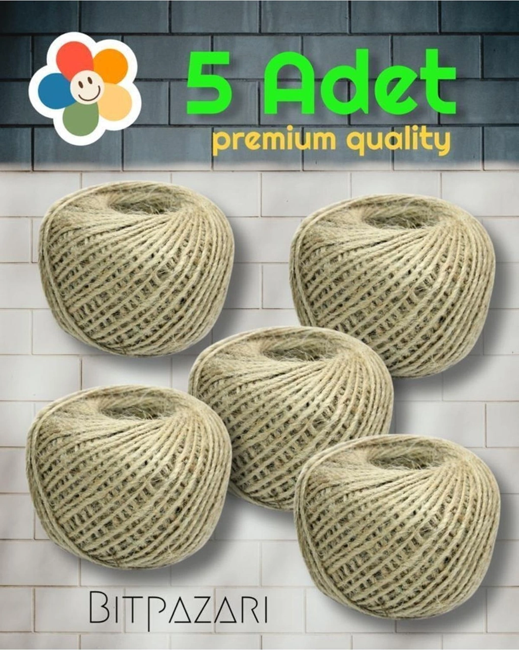 5 Adet Jüt Ip - Halat Ip - Kendir Ip -dekor Ipi