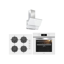Silverline BO65E4W01 - CS5335W01 - 3490 OSLO Beyaz Cam Ankastre Set