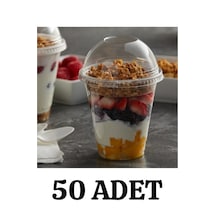 Plastik Milkshake Bardağı 50'li Kapaklı Şeffaf Meşrubat Bardağı