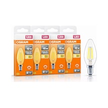 Led Mum Ampul 4w E14 2700k Dimmer Uyumlu 4'lü Paket 470 Lümen Sarı Işık Şeffaf Filament Ampul 40w Eşdeğer Diğer